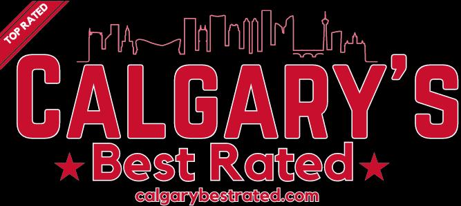 Calgary cityscape with rating stars.